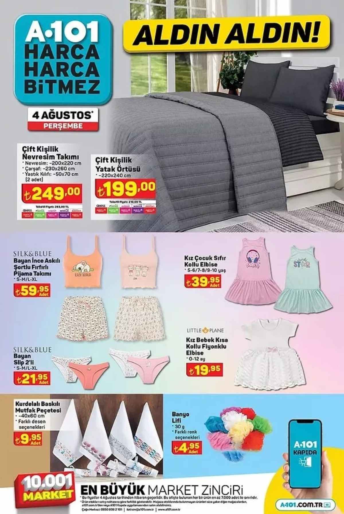 A101 4 Ağustos indirimli ürünler kataloğu ve fiyat listesi