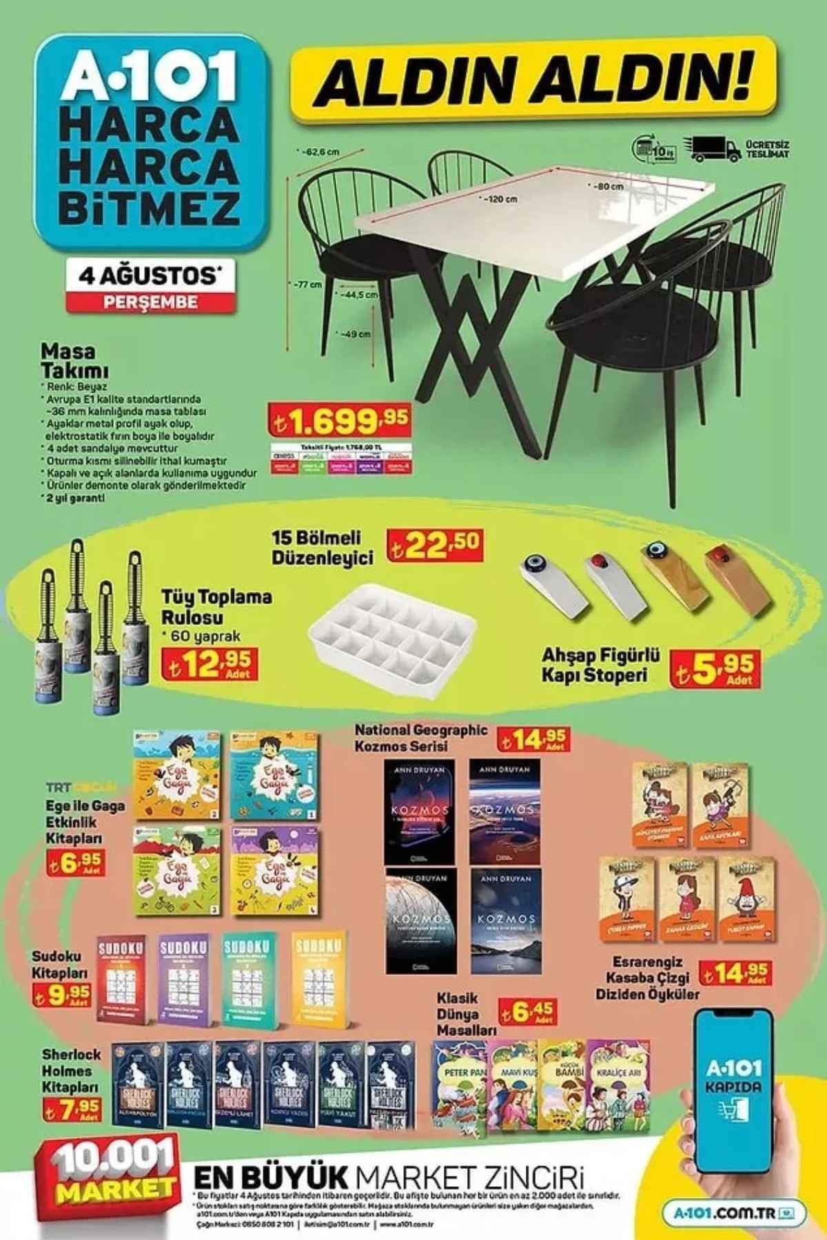 A101 4 Ağustos indirimli ürünler kataloğu ve fiyat listesi