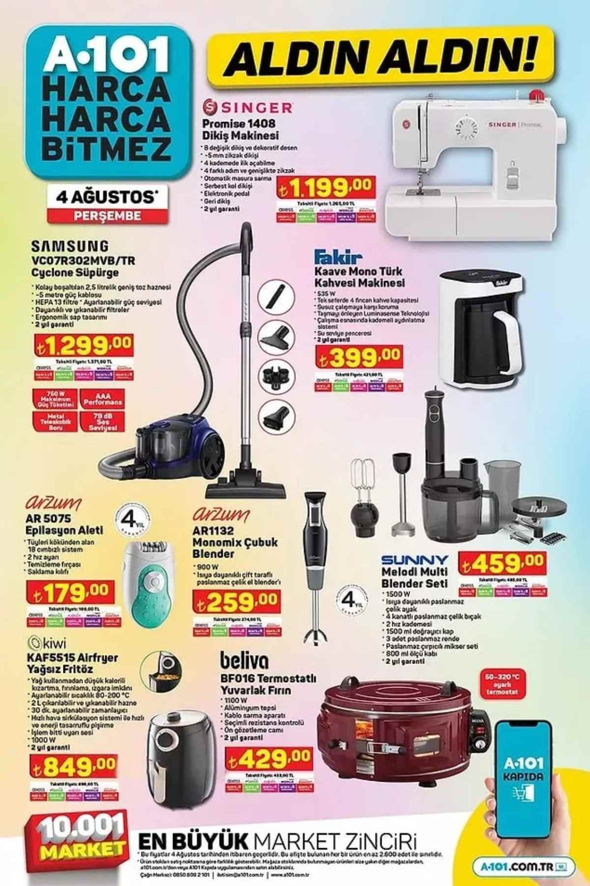 A101 4 Ağustos indirimli ürünler kataloğu ve fiyat listesi