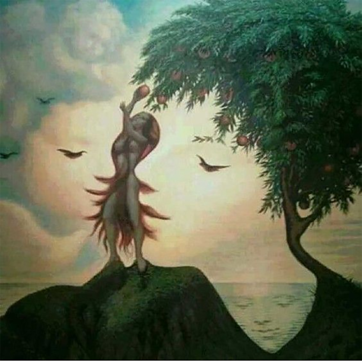 Иллюзия дерево с лицами