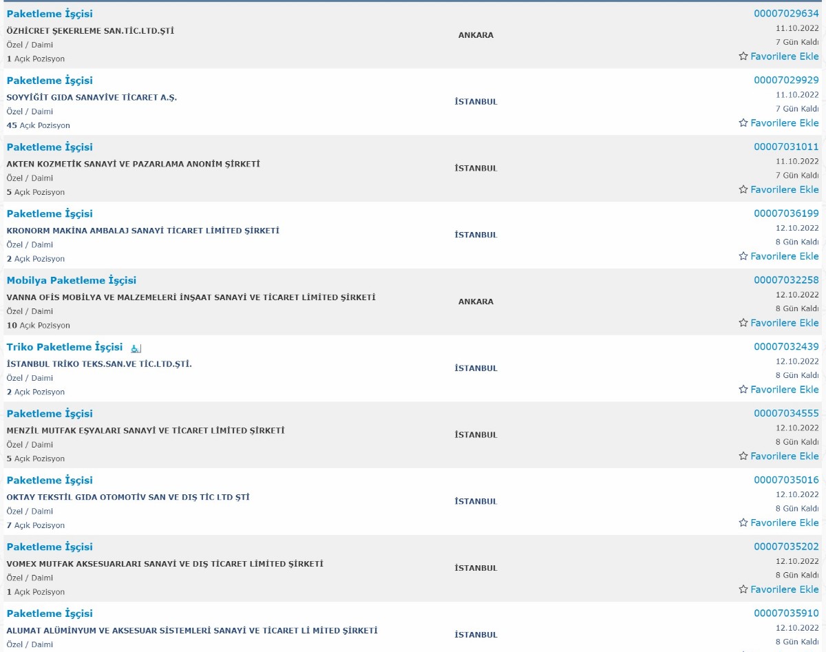 işkur evde paketleme iş ilanları