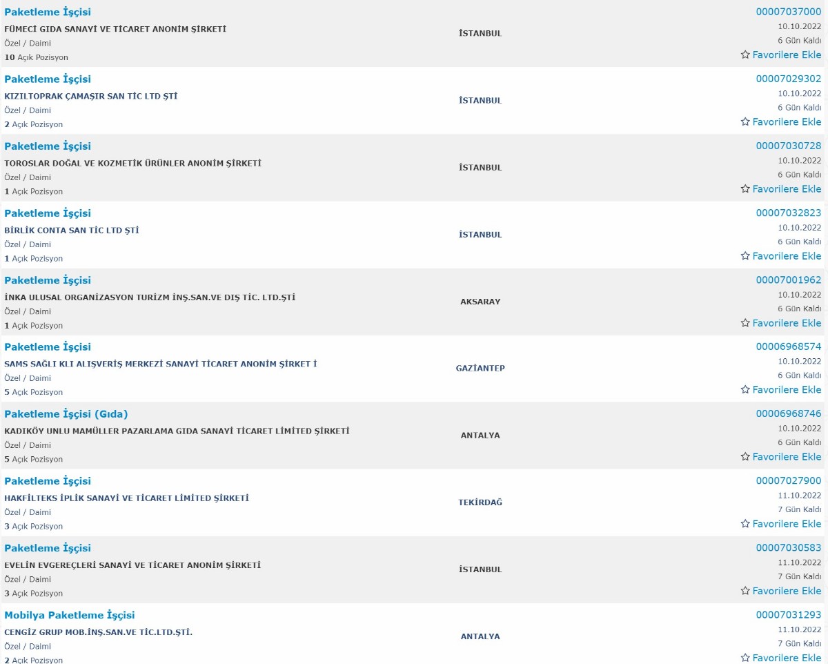 işkur evde paketleme iş ilanları