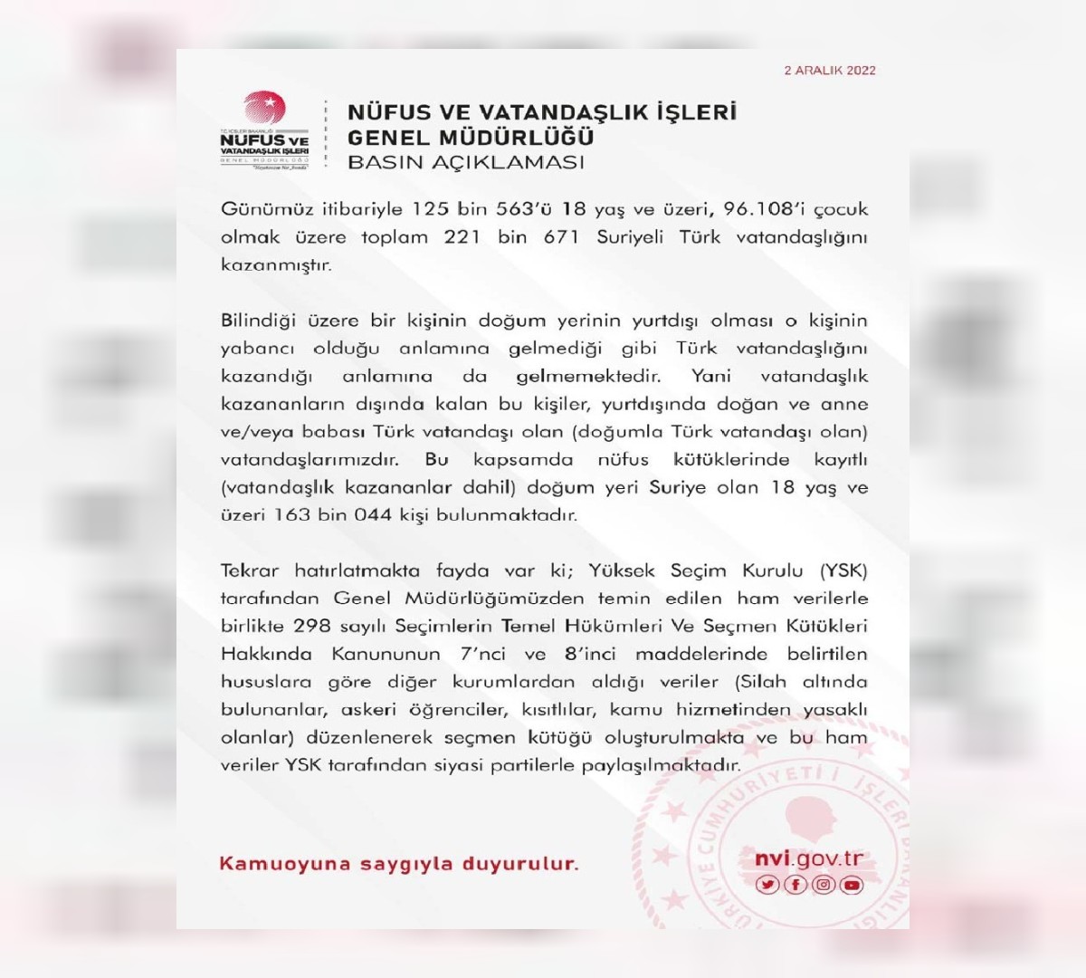 2023 seçimlerinde kaç Suriyeli oy kullanacak? İçişleri Bakanlığı resmi