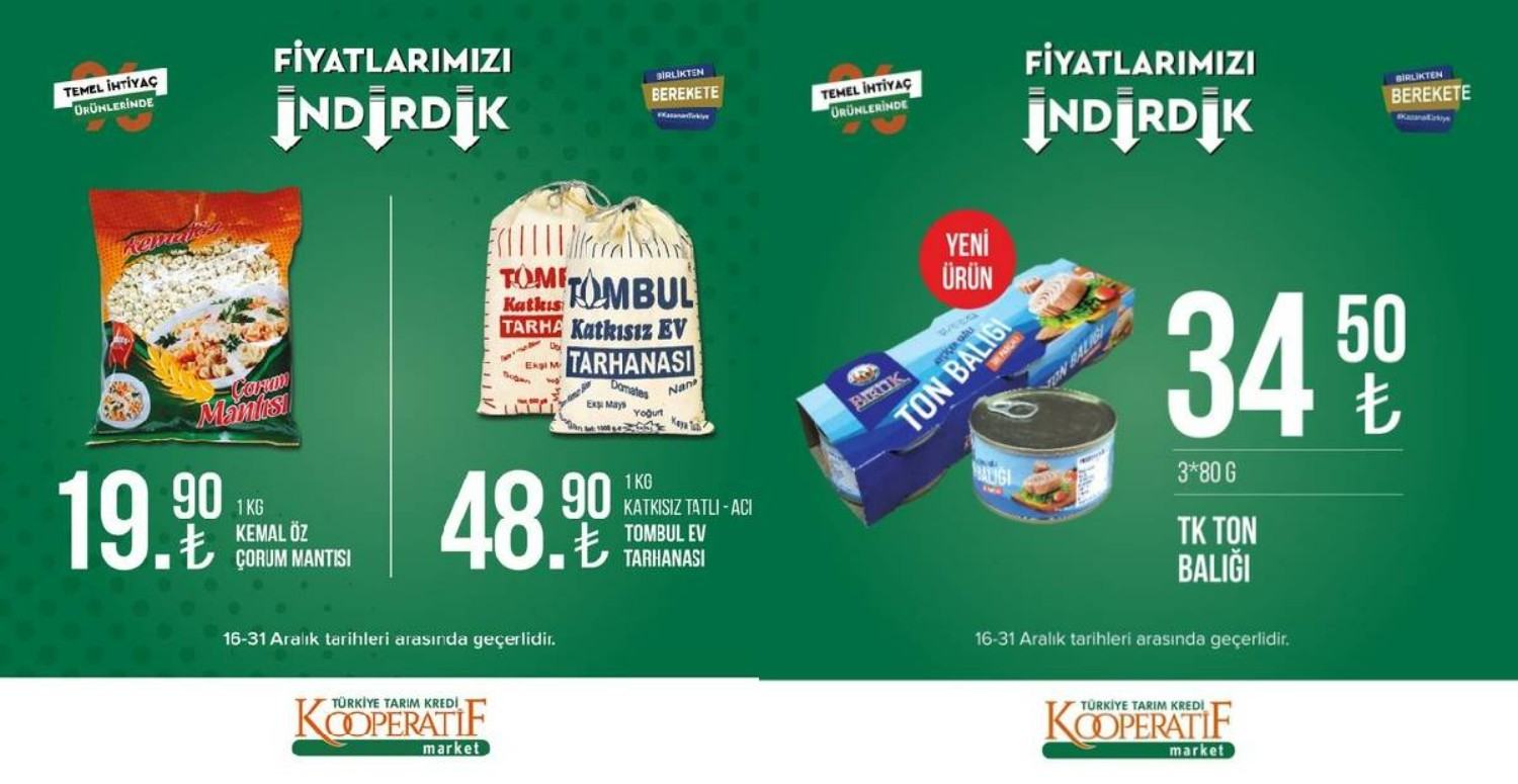 Tarım Kredi Aralık İndirimleri 2