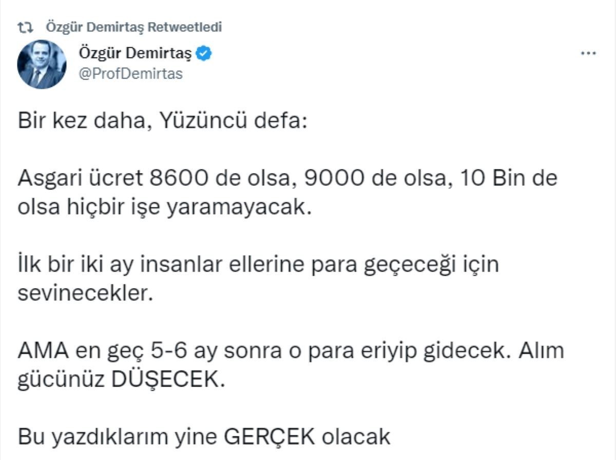 özgür demirtaş asgari ücret açıklaması