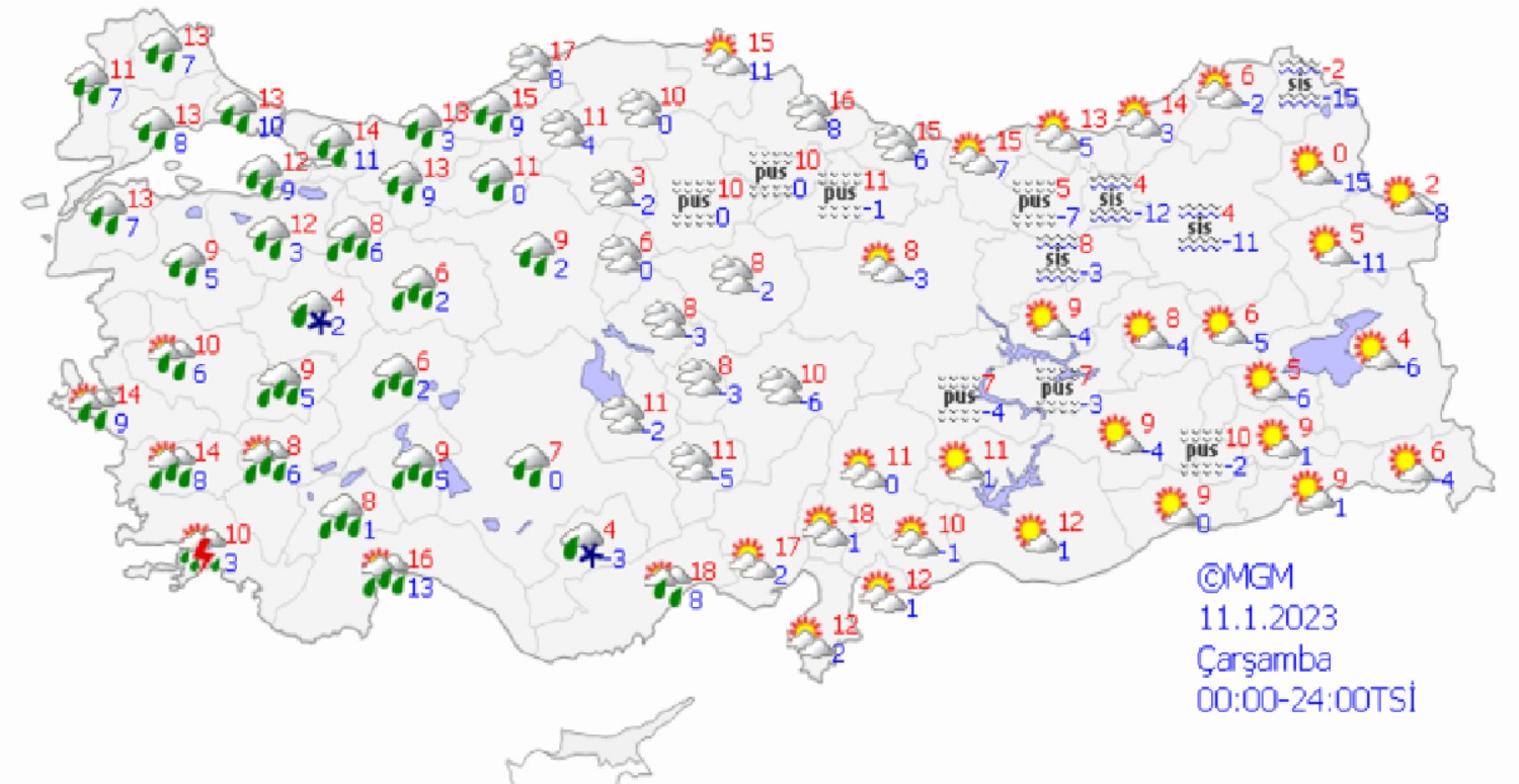 11 ocak 2023 hava durumu