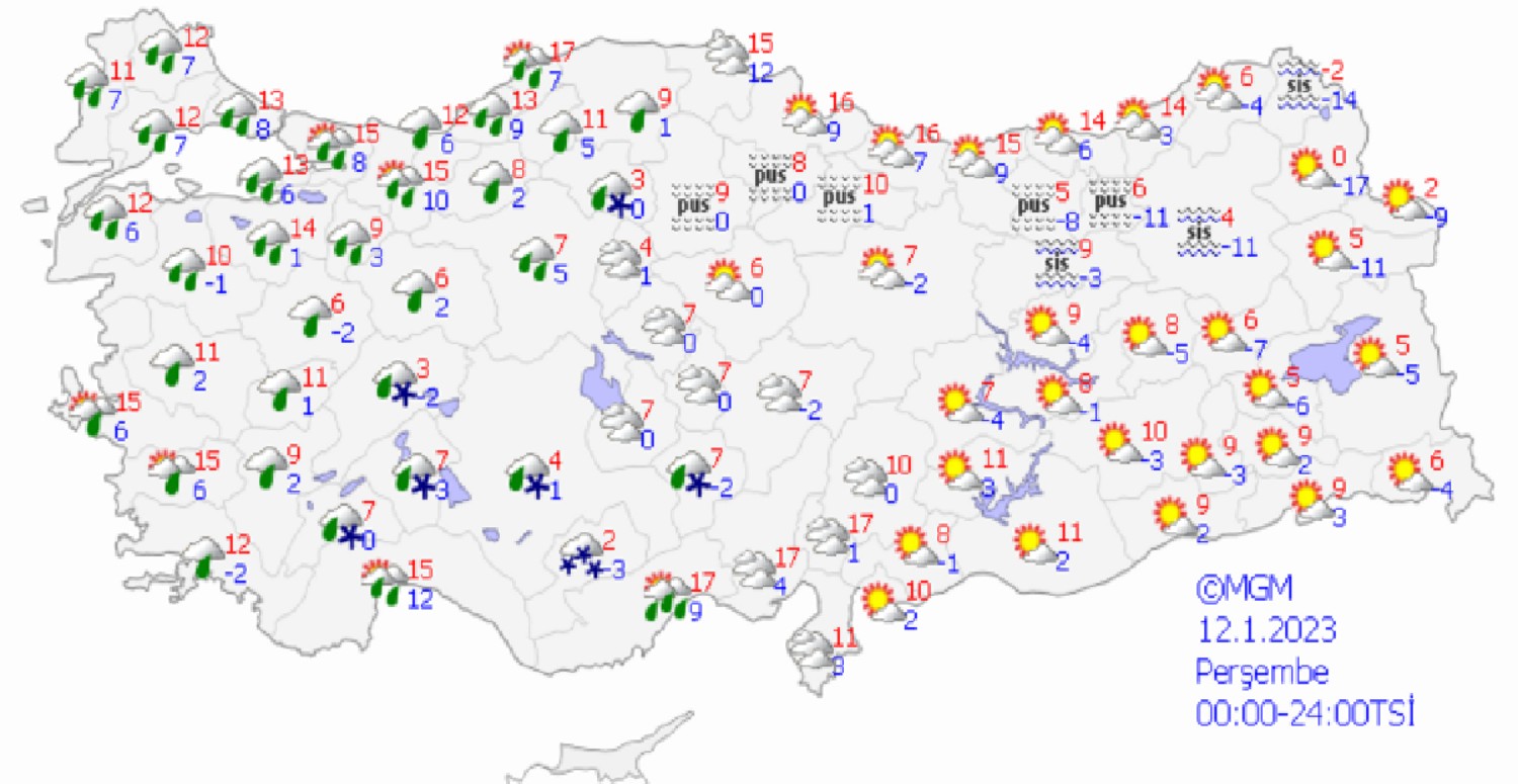 12 ocak 2023 hava durumu