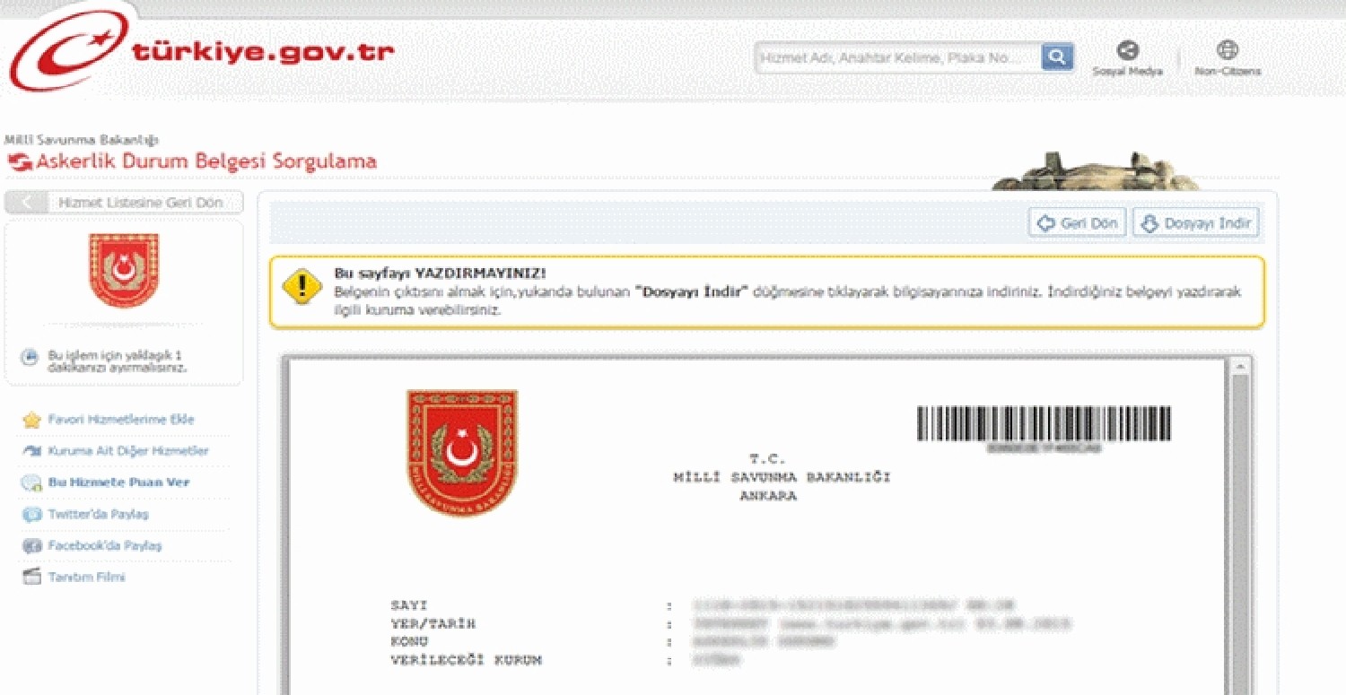 e devlet askerlik işlemi