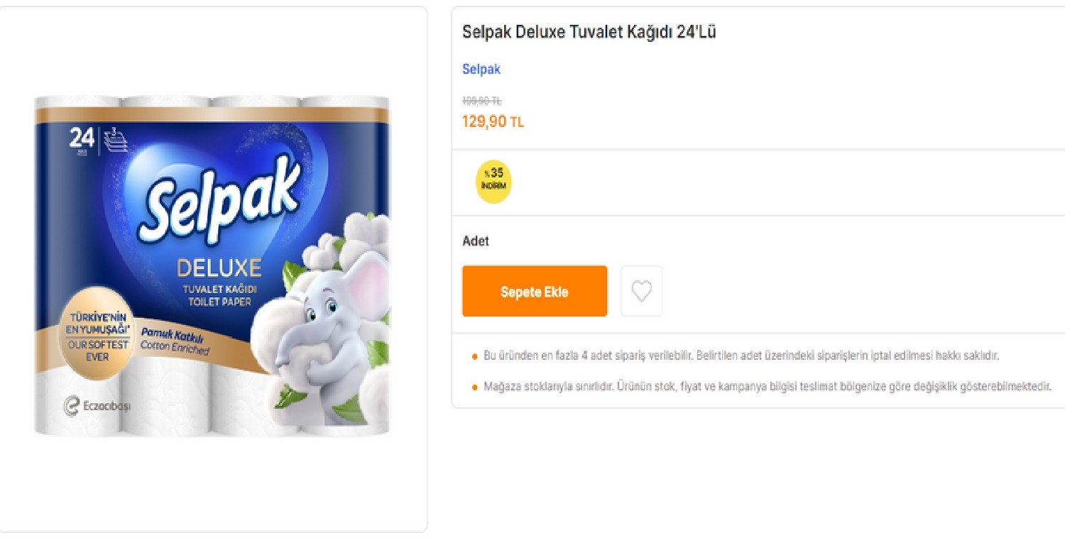 Tuvalet kağıdı indirimi