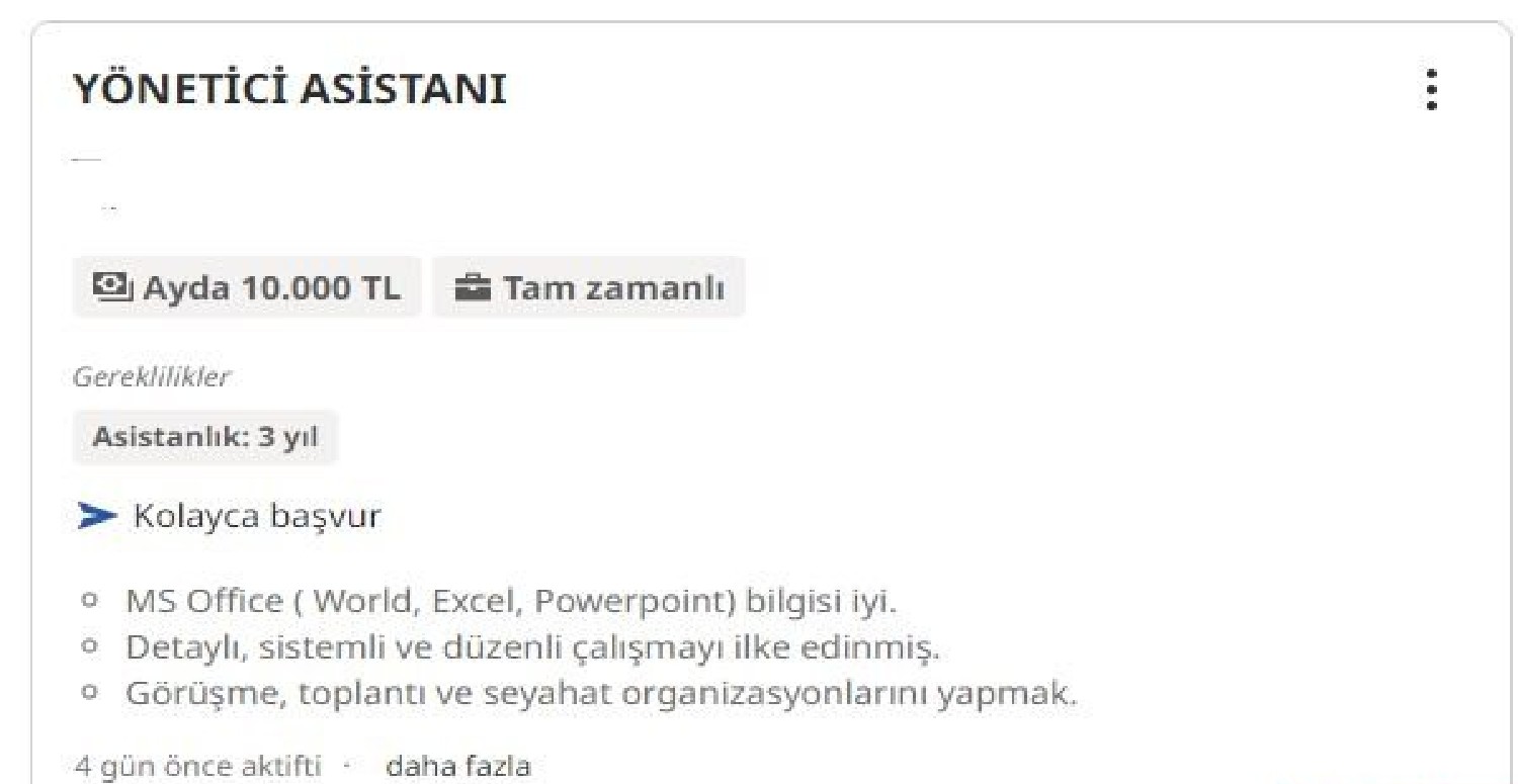 Yönetici asistan iş ilanı