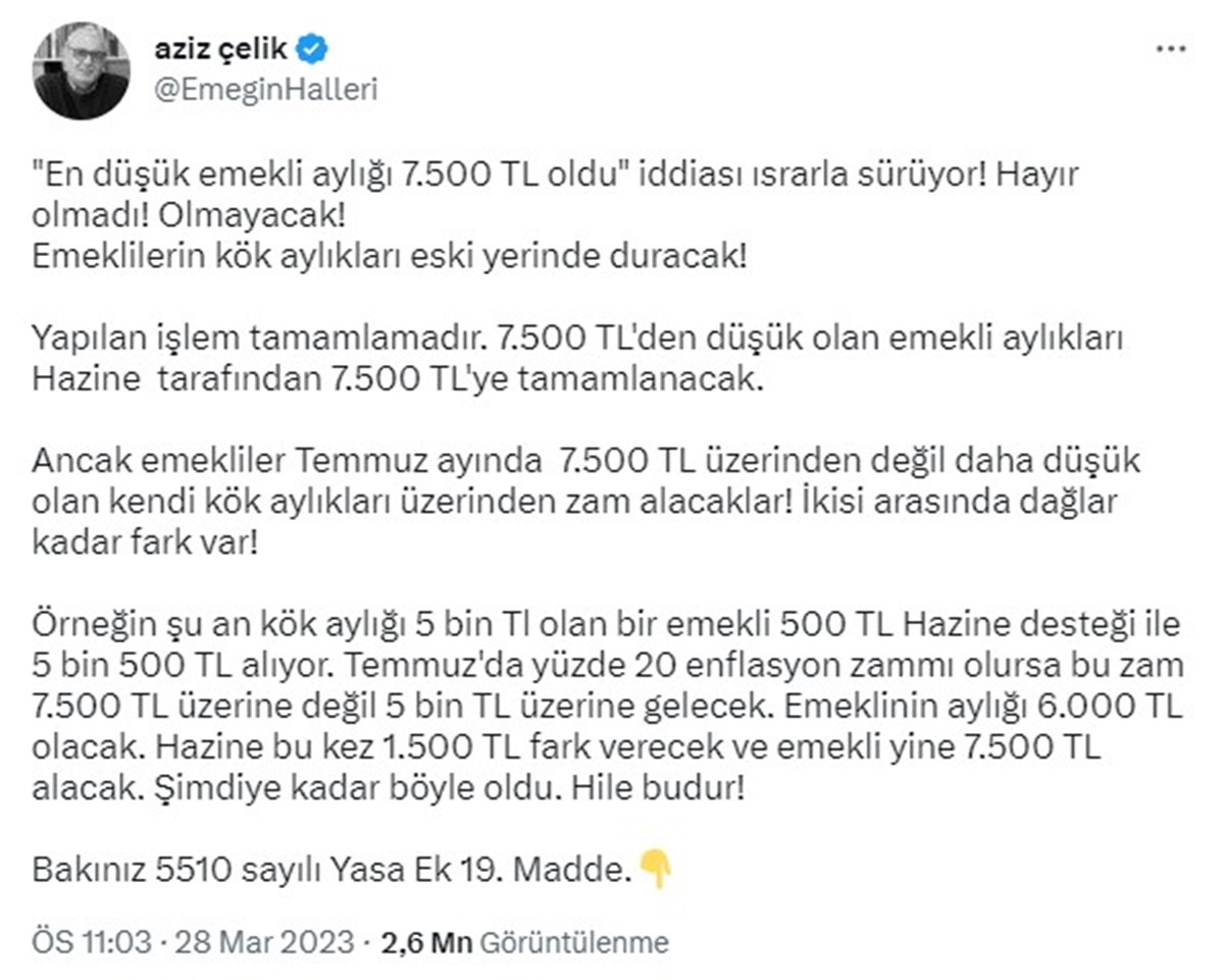 aziz-celik-emekli-maasi-yorumu