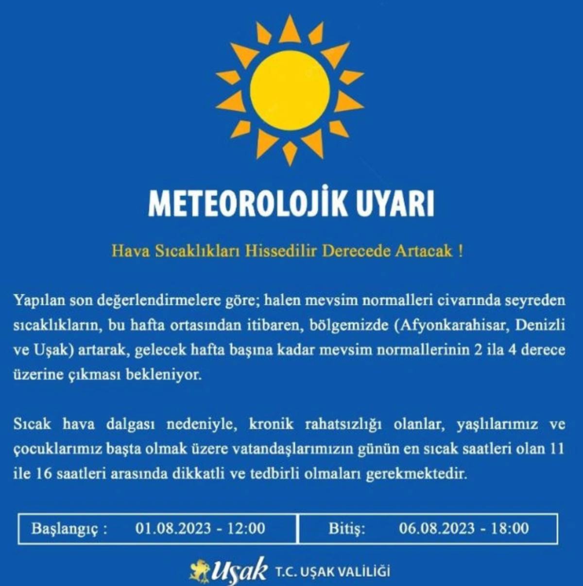 usak-sicak-hava-uyarisi