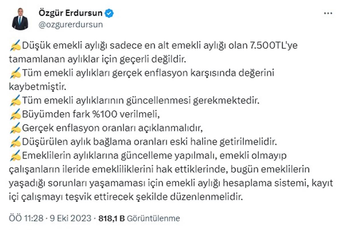 ozgur-erdursun-emekli-maasi-zam