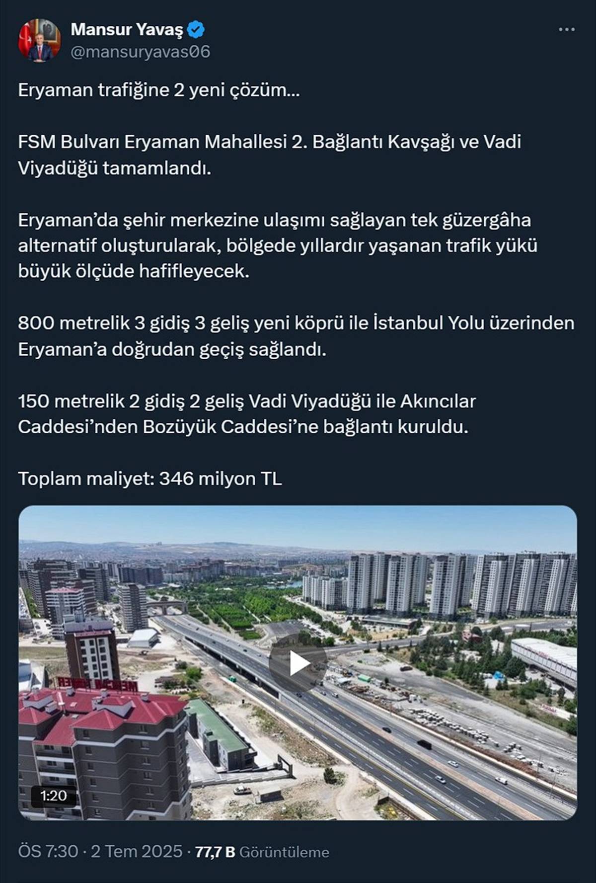 mansur-yavas-eryaman-karayolu-acilisi